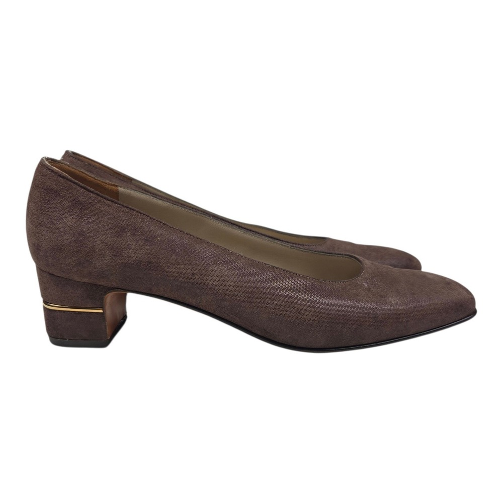 Salvatore Ferragamo Block Heel Pumps 8.5 A Narrow Brown Capsule Quiet Luxury